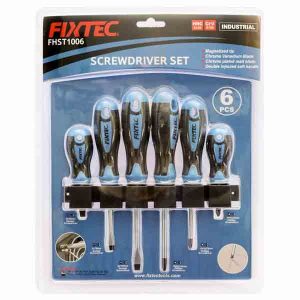 סט מברגים פיליפס + שטוח מגנטי 6 יח'- Fixtec