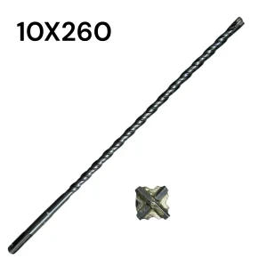 מקדח 10×260 מ"מ 4 ראשים SDS-PLUS לפטישון
