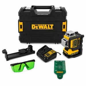 סט פלס לייזר ירוק 3×360° נטען 12V DeWALT DCE089D1G